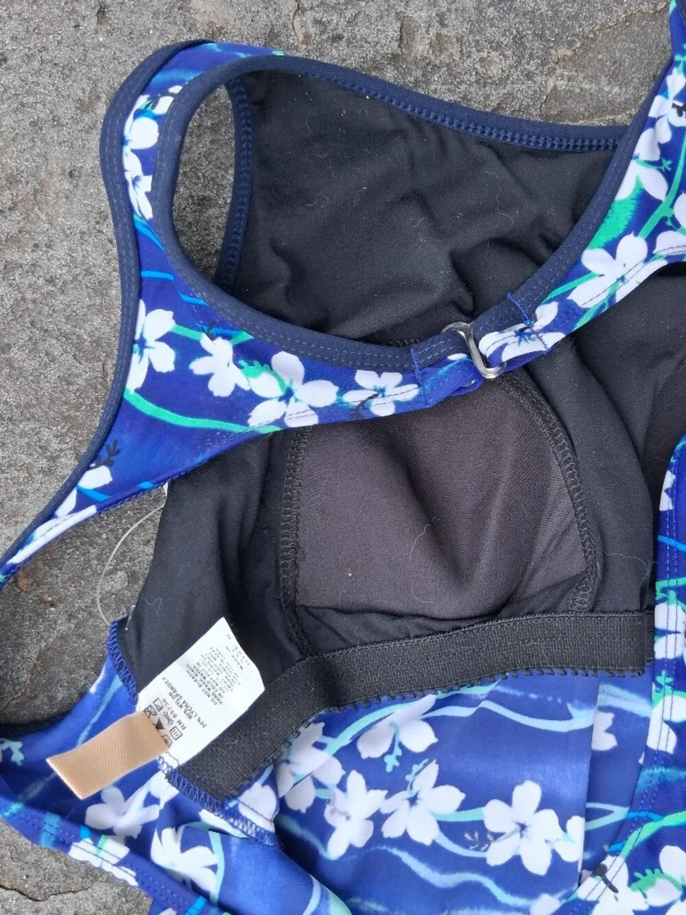 new Le Cove Size 8 Modest Swim Shorts Swimsuit One Piece Floral Black Blue - Picture 7 of 9